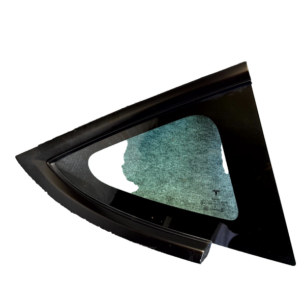 17-23 TESLA MODEL 3 REAR RIGHT QUARTER WINDOW GLASS W/ MOLDING OEM, 43R-011570