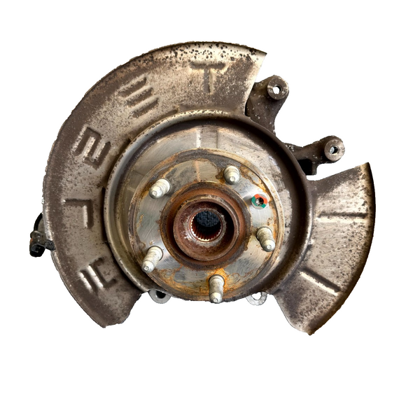12–16 TESLA MODEL S REAR LEFT SPINDLE KNUCKLE HUB W/ DUST SHIELD OEM, 600643200A