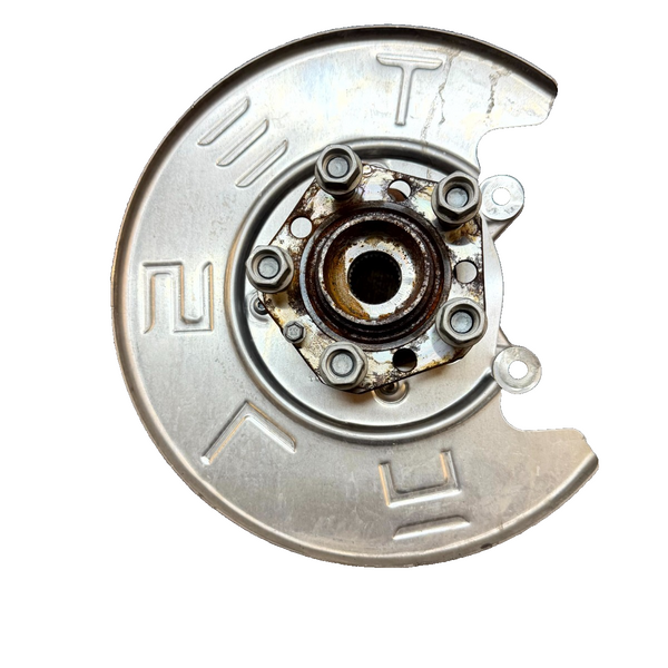 2020-2024 TESLA MODEL Y REAR LEFT SPINDLE KNUCKLE HUB & SHIELD OEM, 1188411-00-F