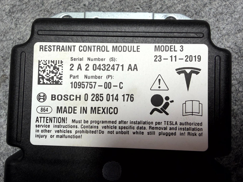 ♦️2017-2023 TESLA MODEL 3 RESTRAINT COMPUTER CONTROL MODULE UNIT OEM, 109575700C