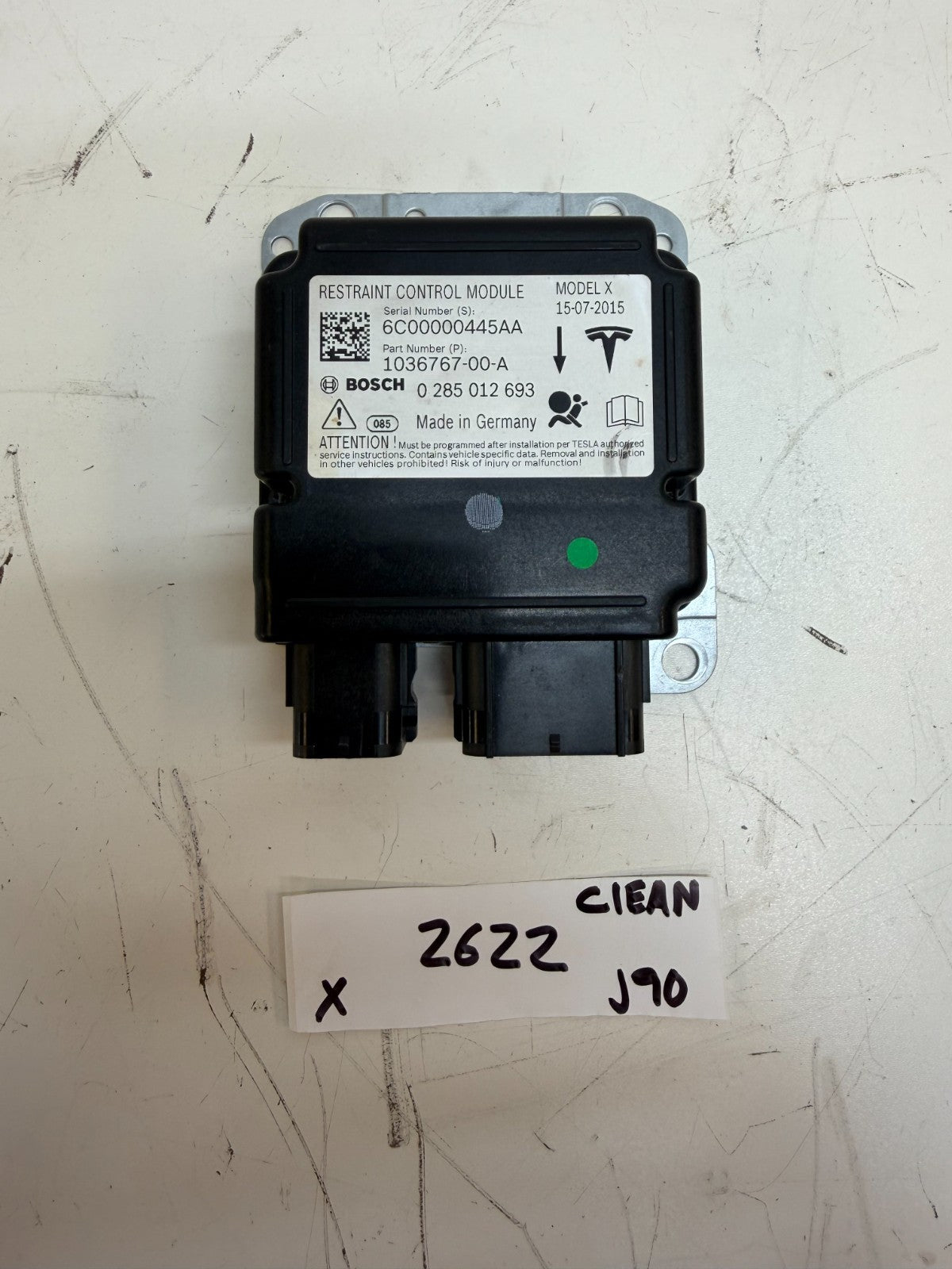 2016-2020 Tesla Model X Safety Restraint Control Module OEM 1036767-00-A
