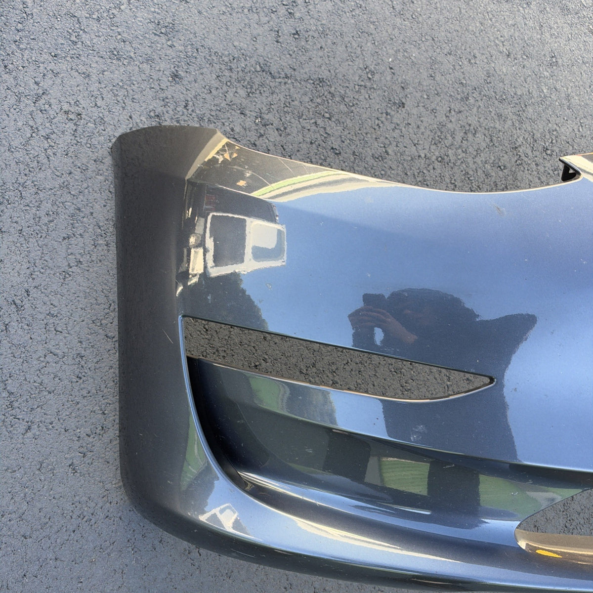 2022 2023 Tesla Model 3 oem Front Bumper Cover No Sensor Hole w/ Tow Cap Gray