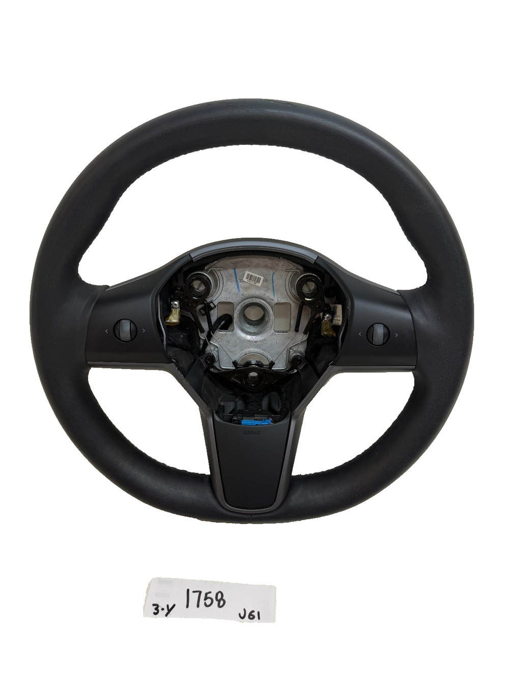 2017-2024 Tesla Model 3 / Y Steering Wheel Leather Black Heated OEM 1490214-00-B