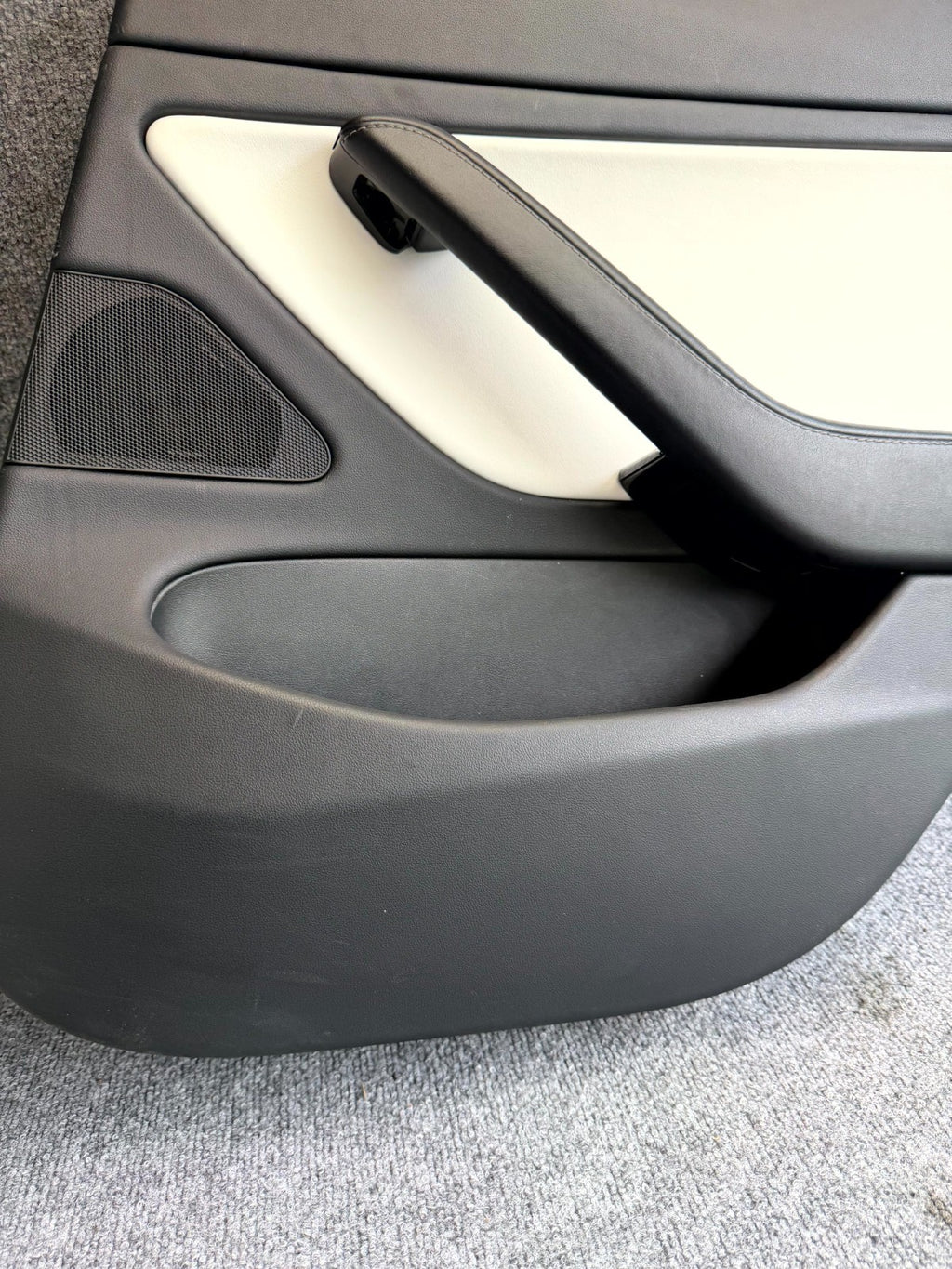 2017-2023 TESLA MODEL 3 REAR RIGHT SIDE DOOR TRIM PANEL BLACK OEM, 1105096-00-E