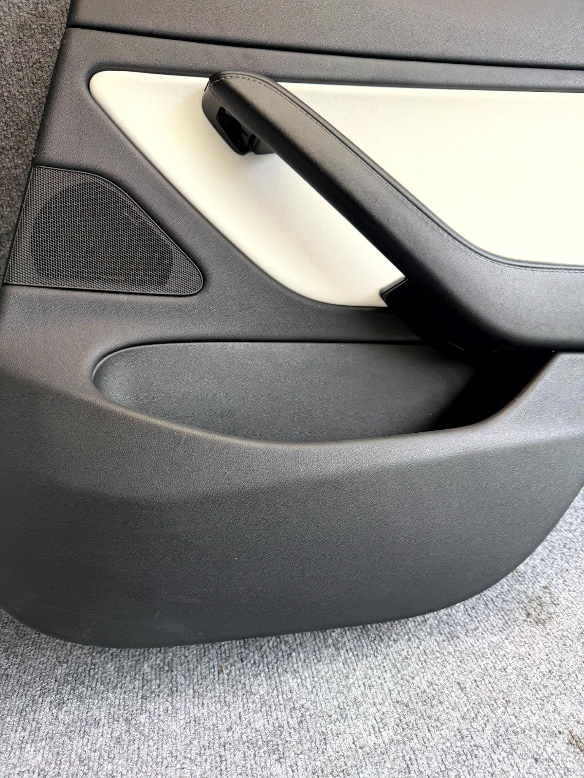 2017-2023 TESLA MODEL 3 REAR RIGHT SIDE DOOR TRIM PANEL BLACK OEM, 1105096-00-E