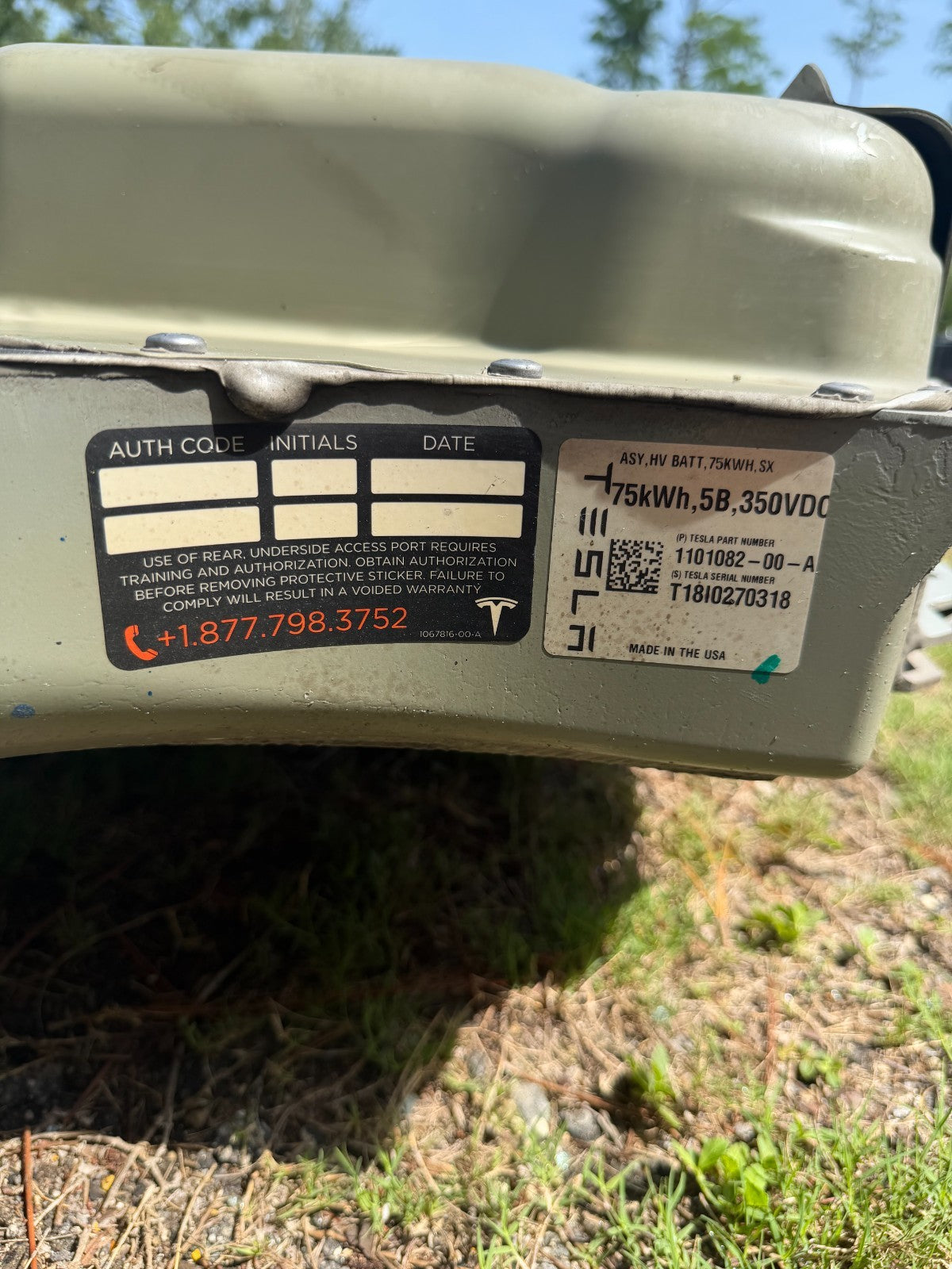 2018 TESLA MODEL S 75KWH HIGH VOLTAGE BATTERY ASSEMBLY
