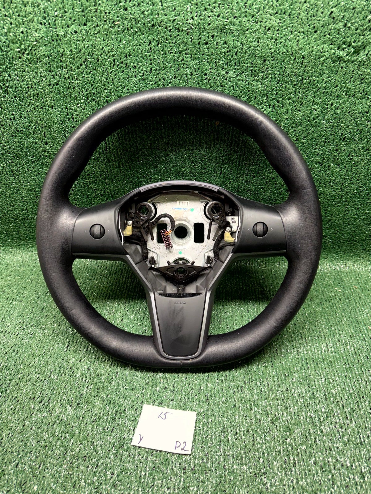 ♦️2020-2025 TESLA MODEL Y LEFT SIDE STEERING WHEEL LEATHER OEM, 1490214-00-B