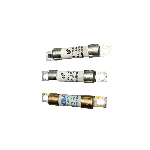 17-23 TESLA MODEL 3 82 KW 63A 700VDC HV BATTERY FUSE SET OF 3 OEM 1611034-00-A