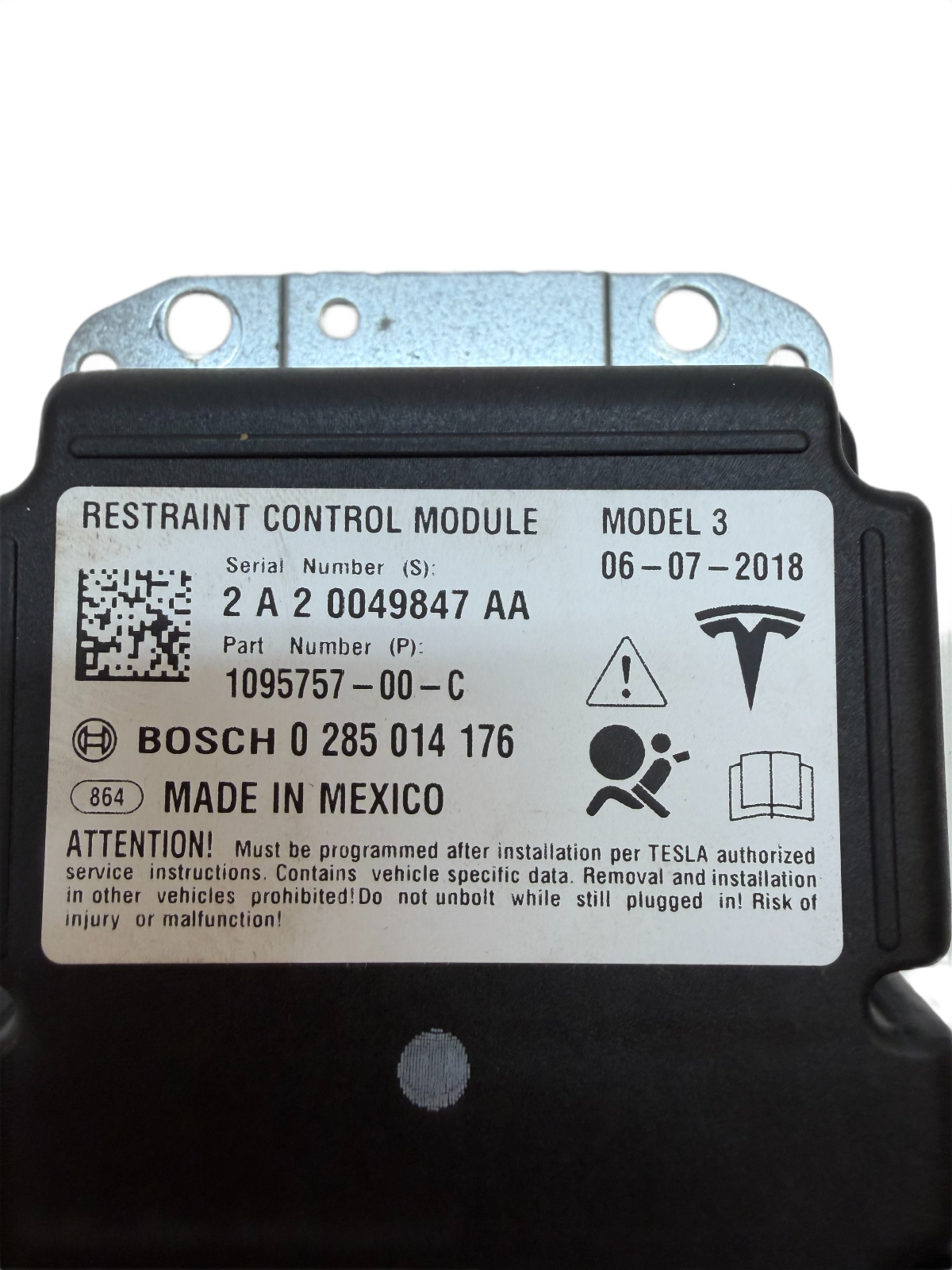 2017-2023 Tesla Model 3 Safety Restraint Control Module 1095757-00-C