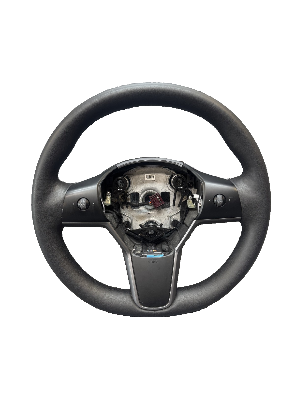 20-24 TESLA MODEL Y LEATHER STEERING WHEEL W/ CONTROL SWITCHES OEM, 1095222-00-N