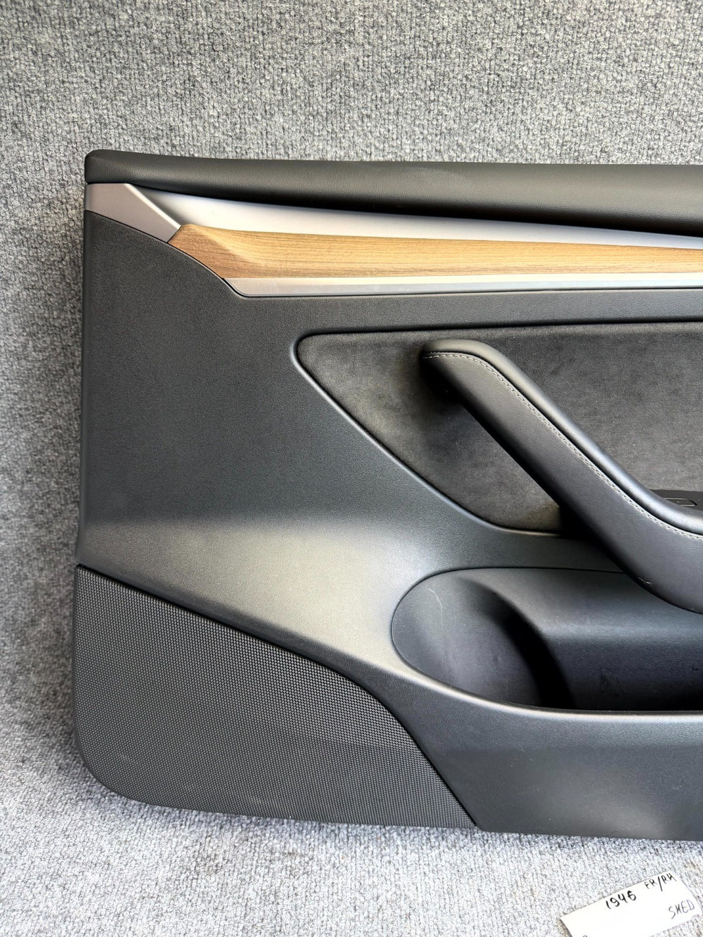 2017-2023 TESLA MODEL 3 FRONT RIGHT SIDE DOOR TRIM PANEL BLACK OEM, 1593863-00-A