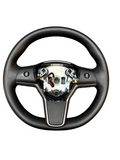 2020 - 2024 TESLA MODEL Y HEATED LEATHER STEERING WHEEL BLACK OEM, 1490214-00-B