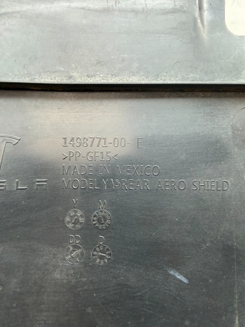 2017-2024 Tesla Model  Y Rear bumper Cover Under Splash Shield 1498771-00-E