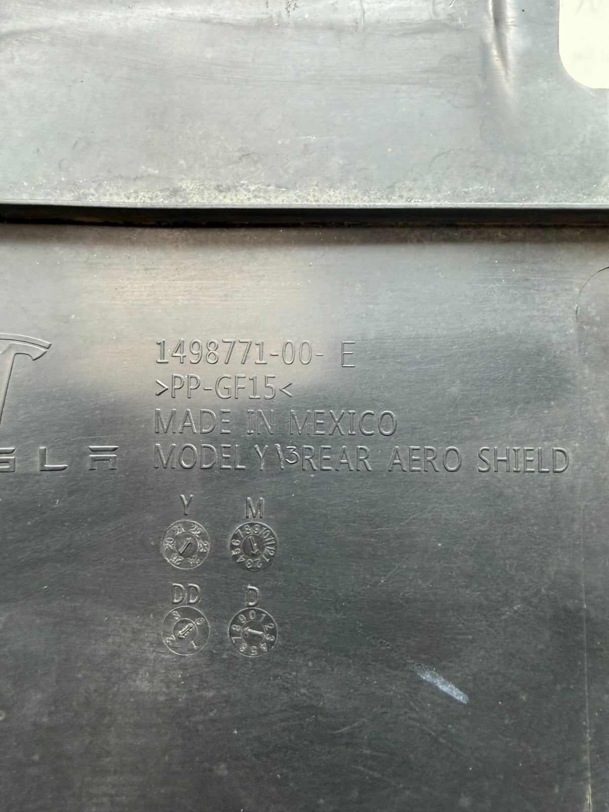 2017-2024 Tesla Model  Y Rear bumper Cover Under Splash Shield 1498771-00-E