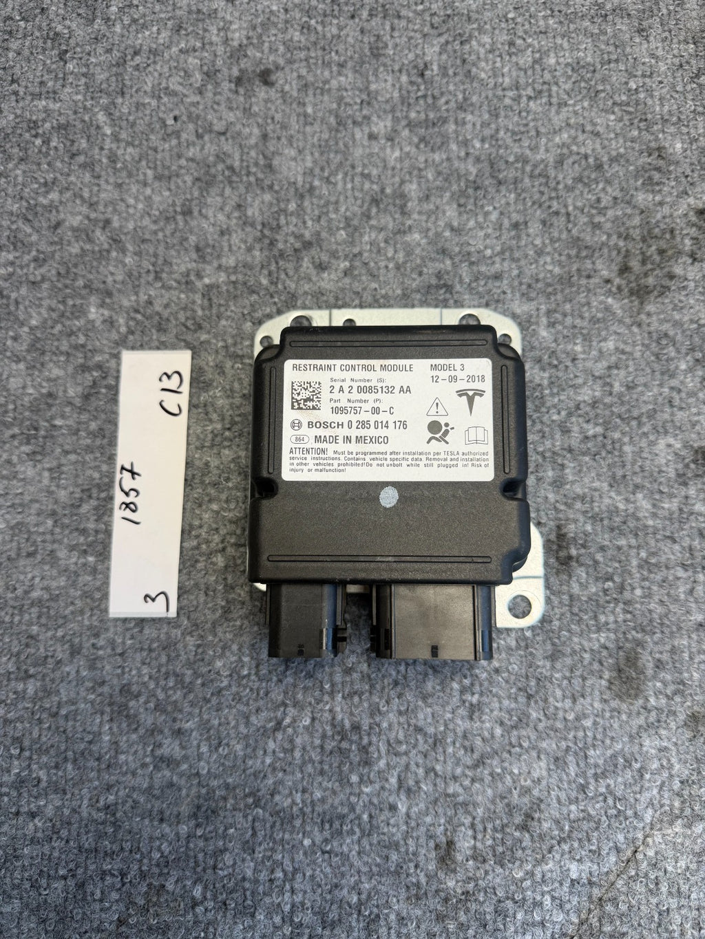 2017-2023 TESLA MODEL 3 SAFETY RESTRAINT COMPUTER CONTROL MODULE OEM