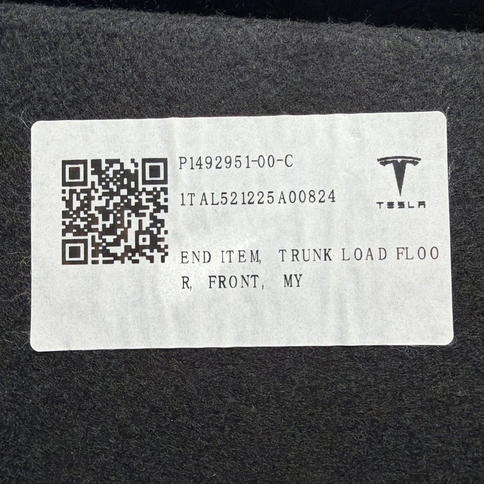 TESLA MODEL Y TRUNK FLOOR SECTION BOARD FRONT 2020 2021 2022 2023 1492951-00-C