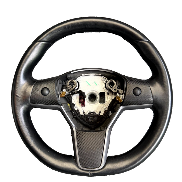 2017-2023 TESLA MODEL 3/Y HEATED LEATHER STEERING WHEEL BLACK OEM, 1490214-00-B