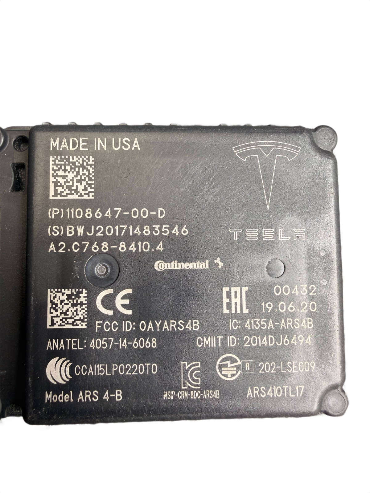 2017-2023 Tesla Model 3 Front Radar Distance Sensor Module 1108647-00-D