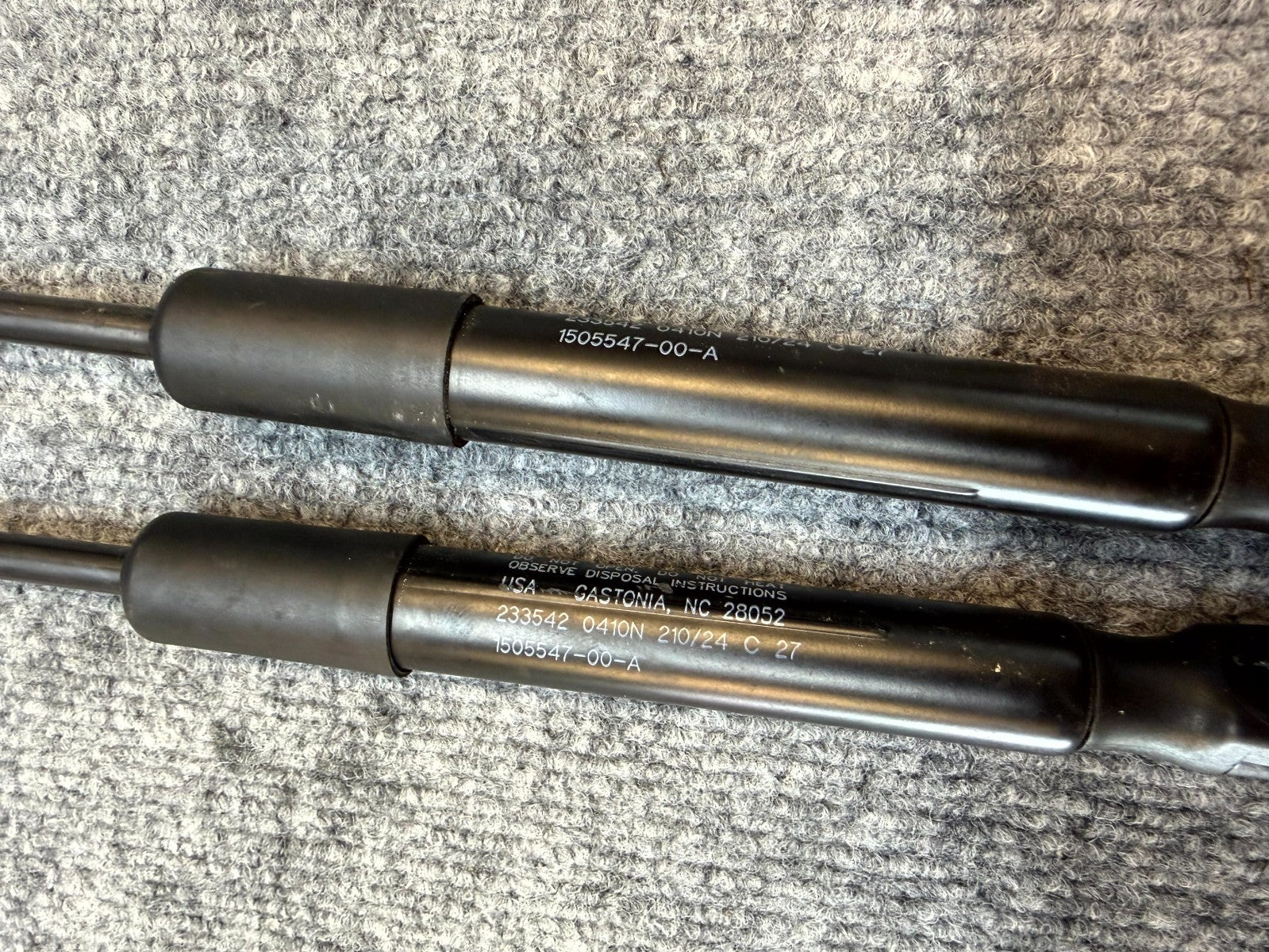 20-24 TESLA MODEL Y FRONT LEFT & RIGHT HOOD LIFT SHOCK STRUT SET OEM, 150554700A
