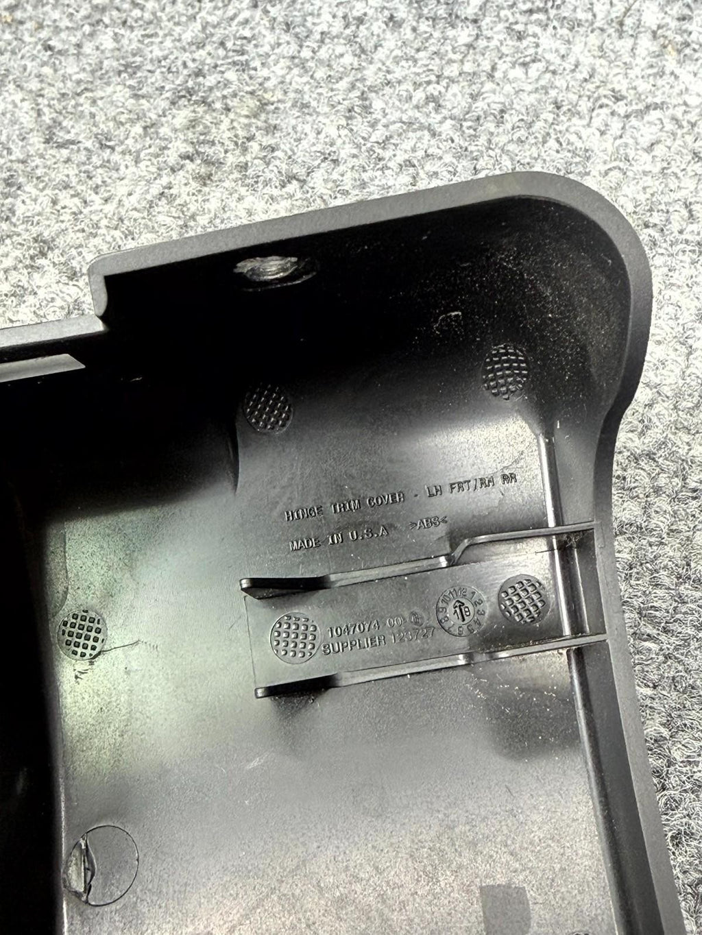16-20 Tesla Model X Rear Right & Left Side Door Hinge Cover Trim OEM, 104707400G