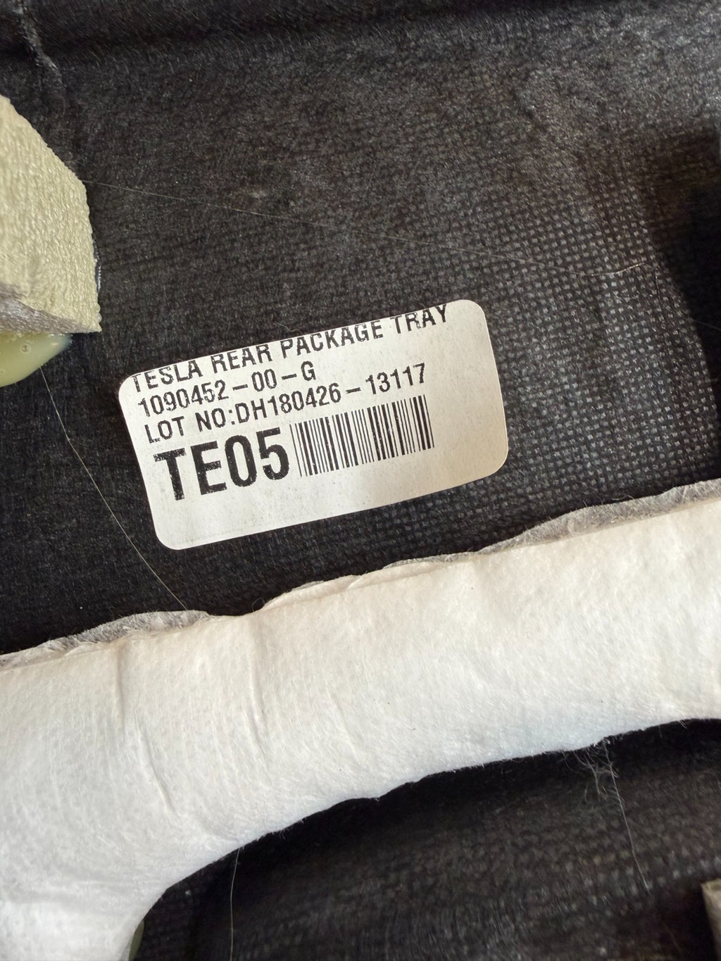 2017-2023 TESLA MODEL 3 REAR DECK SHELF PACKAGE TRAY COVER TRIM 1090452-00-G