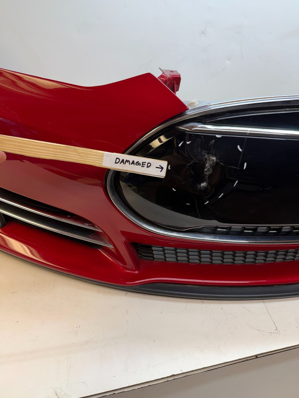 2012-2016 Tesla Model S Front Bumper Cover Complete W/ Lights OEM 1017415-00-C