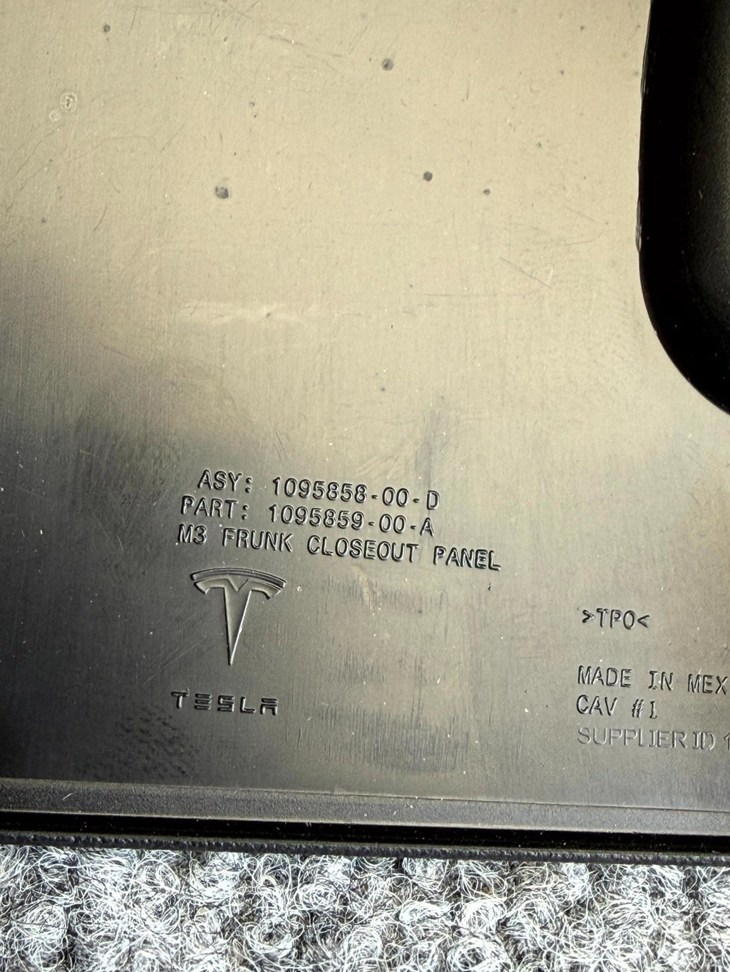 2017 - 2023 TESLA MODEL 3 Y FRONT HOOD BOX LOCK COVER OEM, 1095859-00-A