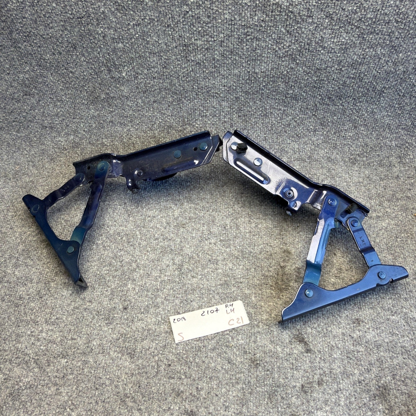 12-20 OEM Tesla Model S Front Left Right Bonnet Hood Hinge Bracket Blue SET