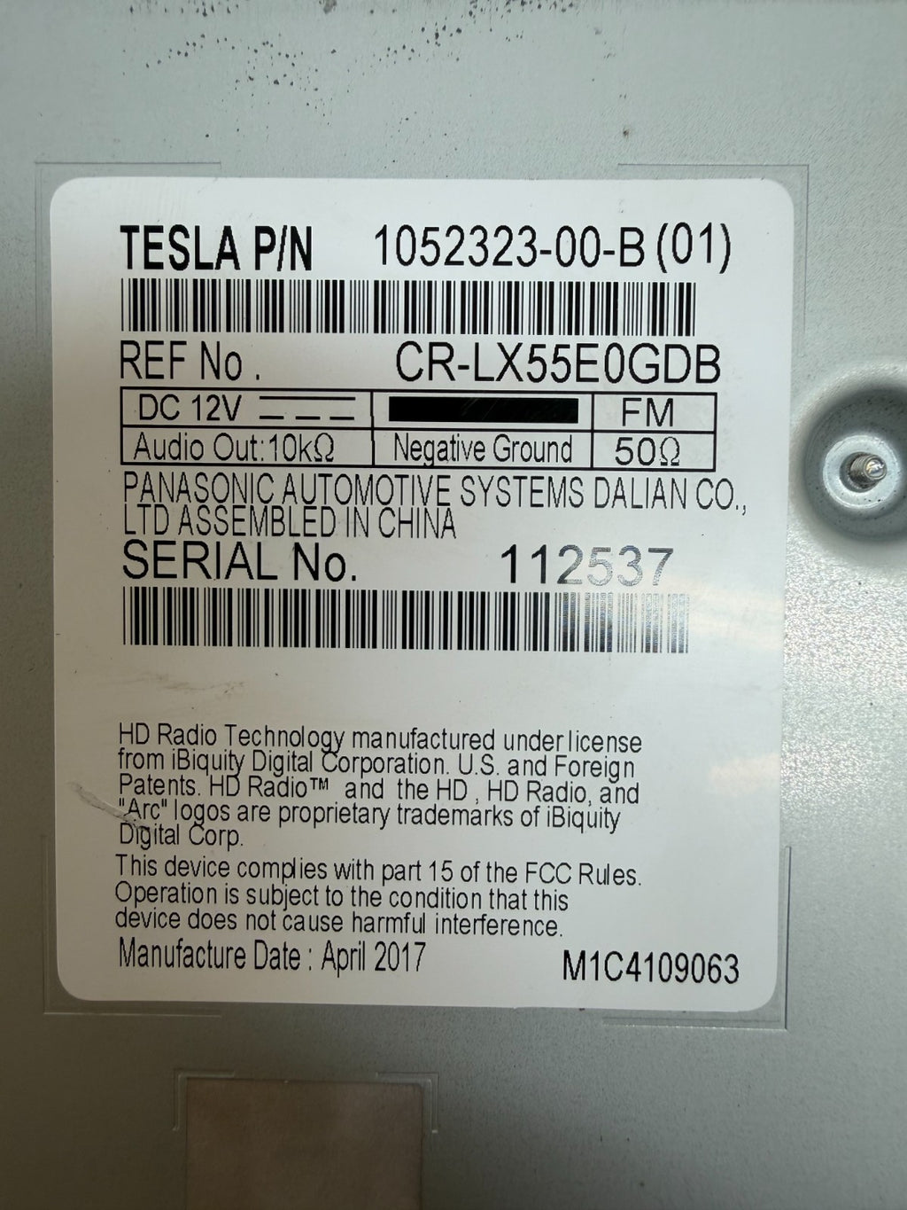 2012-2020 Tesla Model S Satellite Radio Receiver Module 1052323-00-B