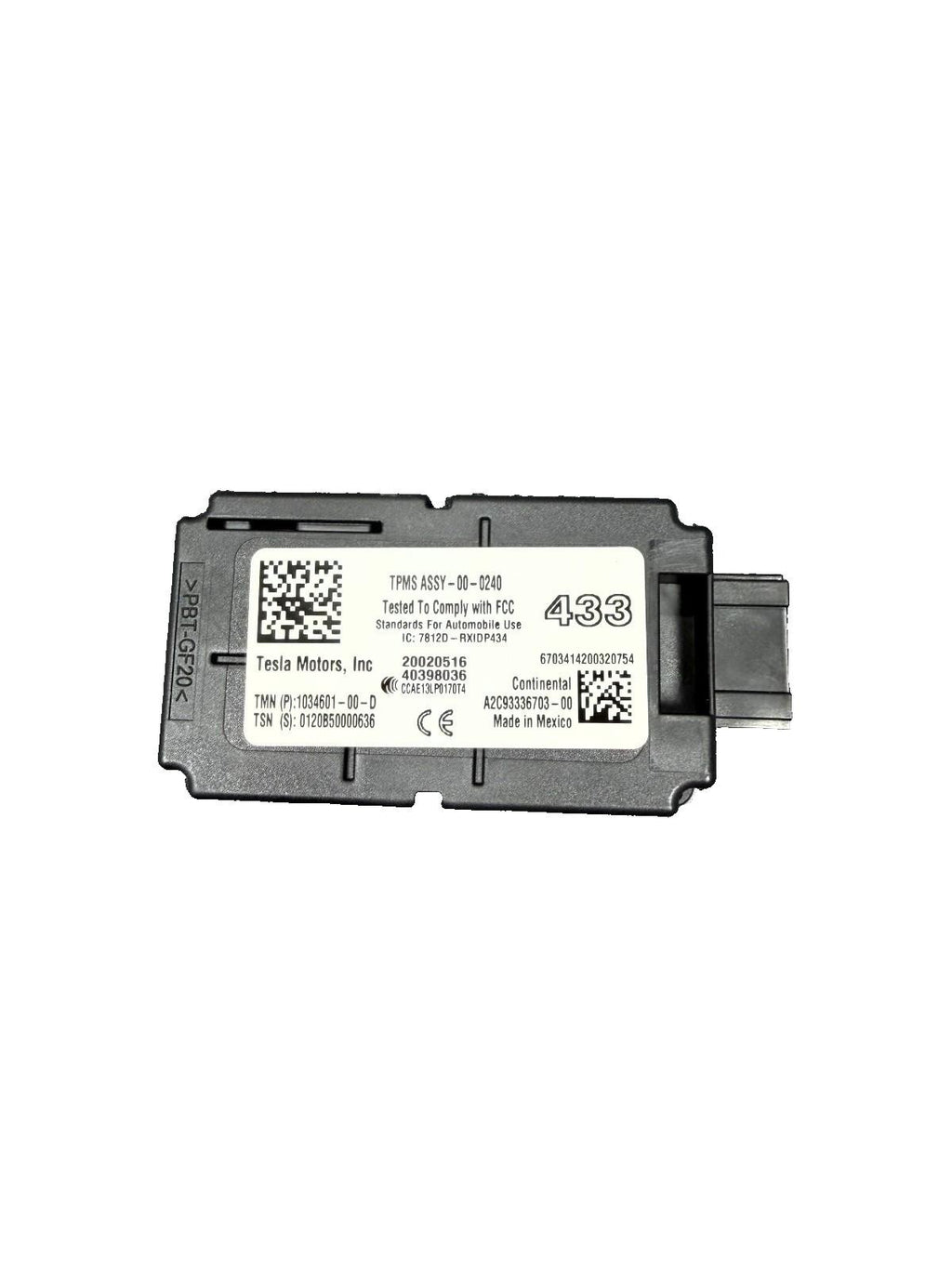 2016-2020 Tesla Model X Tire Pressure Control Module TPMS OEM, 1034601-00-D