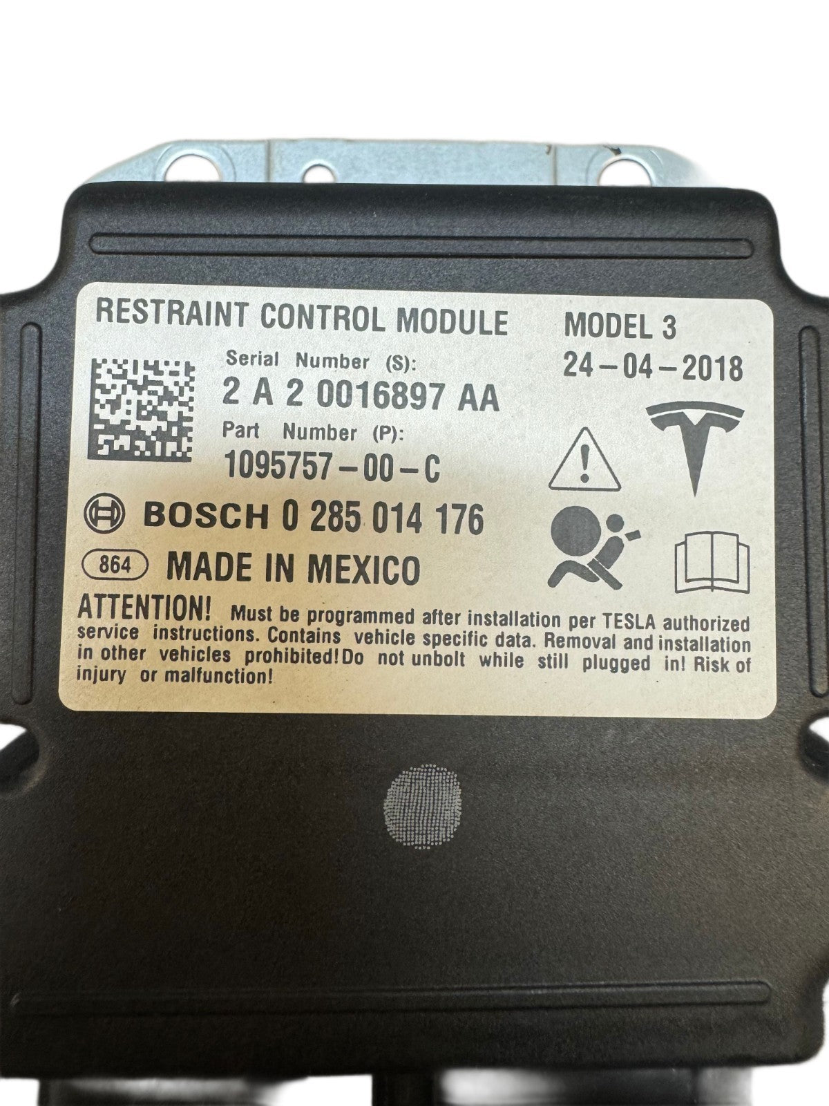 2017-2023 Tesla Model 3 Safety Restraint Control Module 1095757-00-C