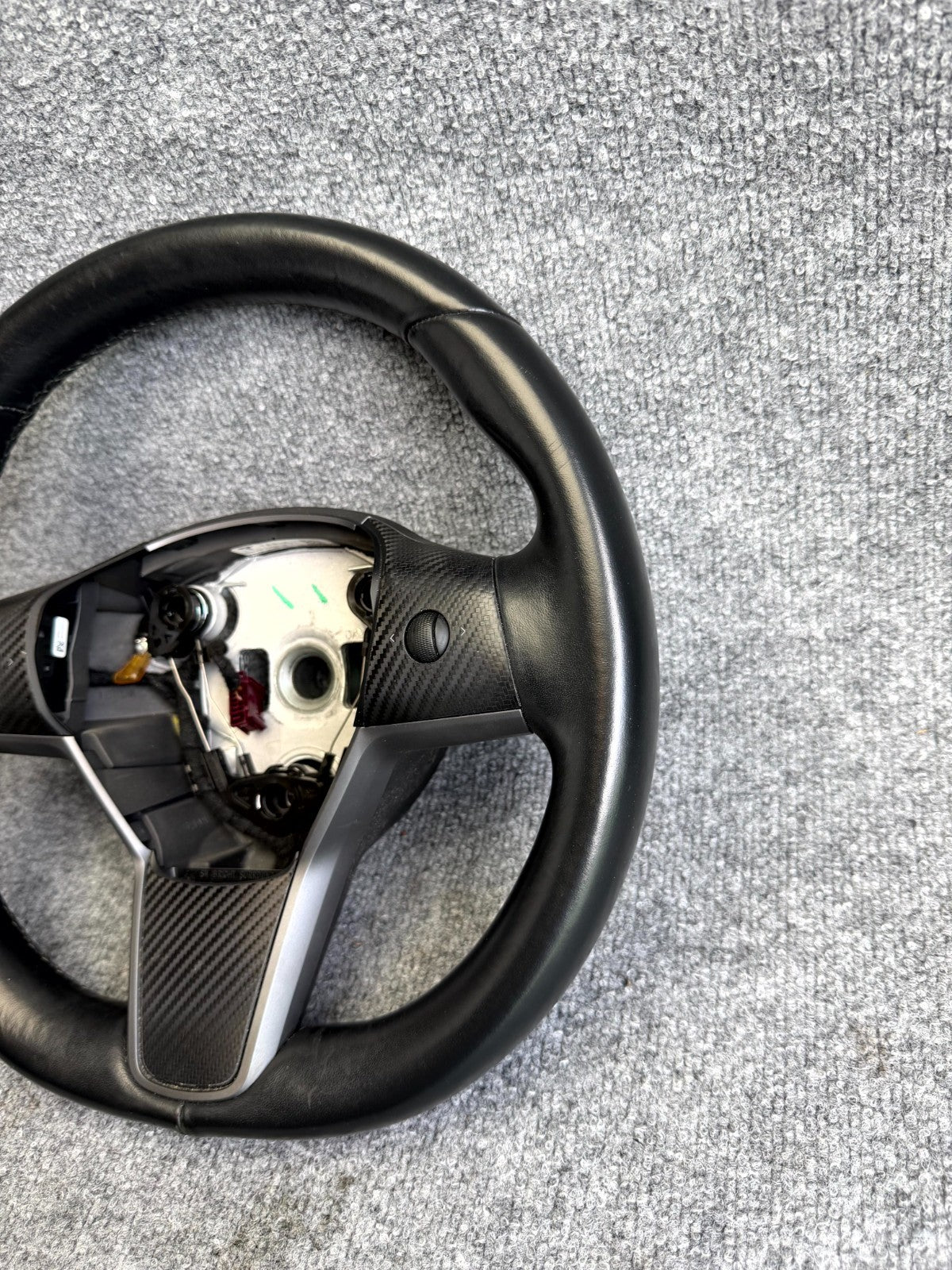 2017-2023 TESLA MODEL 3/Y HEATED LEATHER STEERING WHEEL BLACK OEM, 1490214-00-B