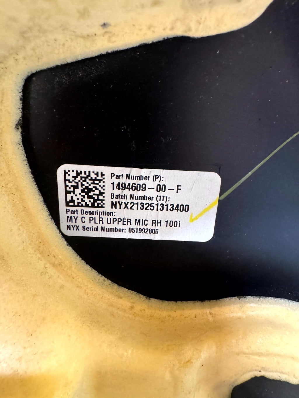 2020-2024 TESLA MODEL Y REAR RIGHT C PILLAR UPPER QUARTER PANEL OEM, 149460900F