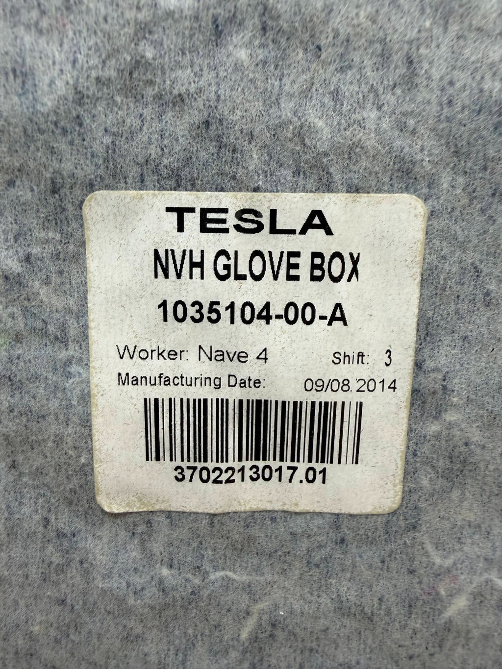 2012 - 2020 TESLA MODEL S RIGHT PASSENGER SIDE GLOVE BOX 1035104-00-A