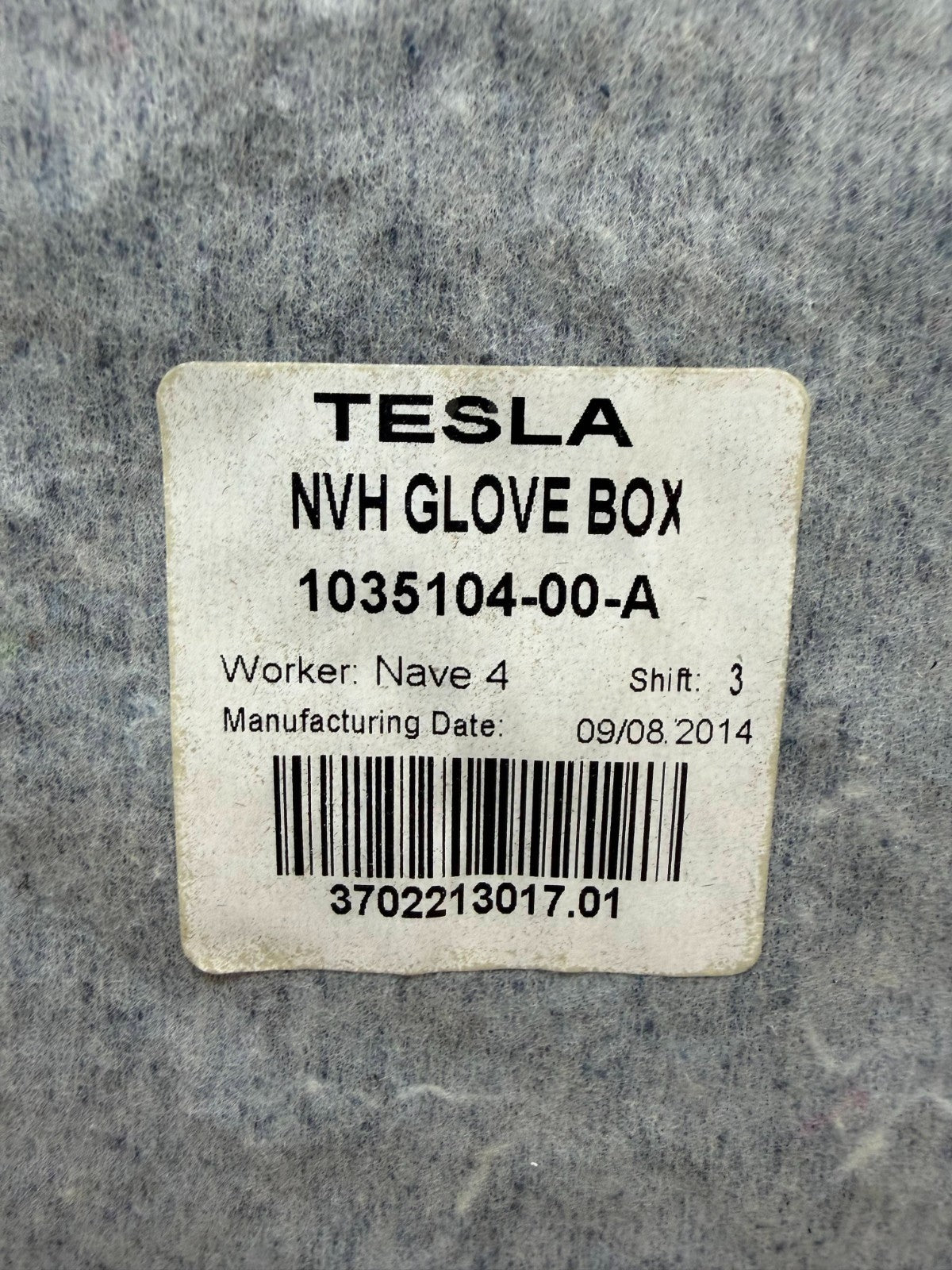 2012 - 2020 TESLA MODEL S RIGHT PASSENGER SIDE GLOVE BOX 1035104-00-A