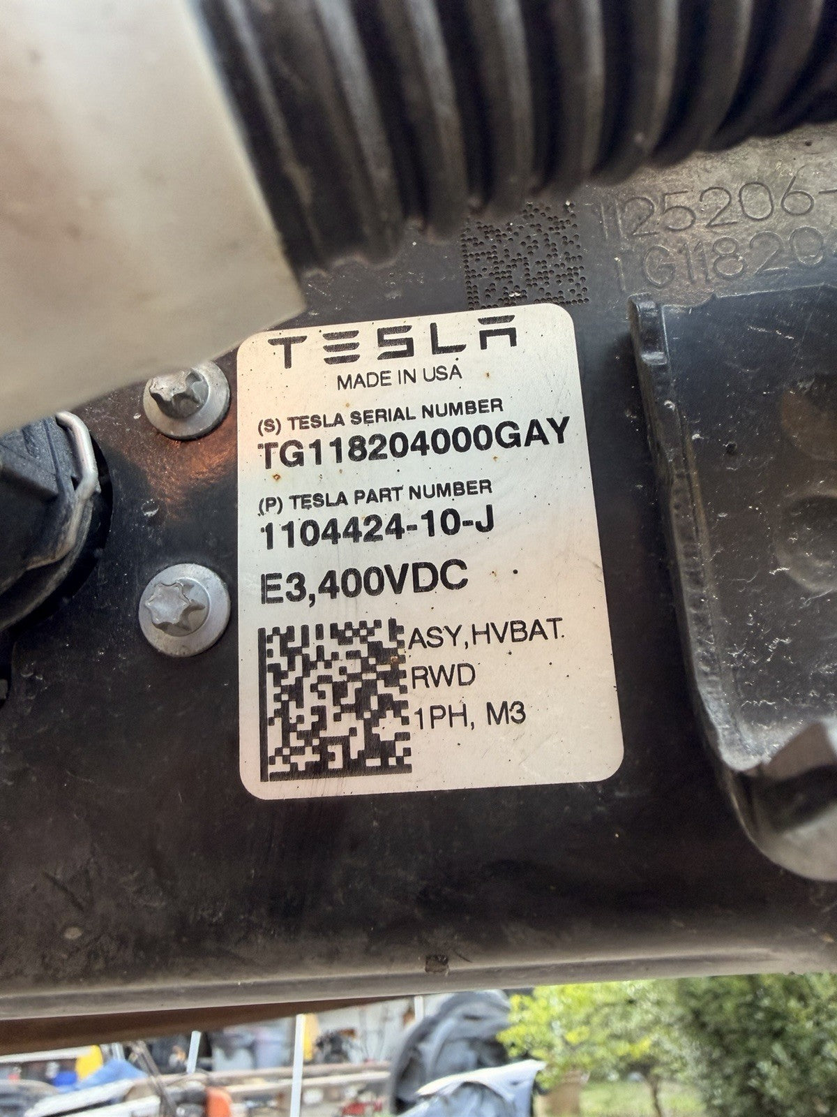 17-20 Model 3 HV Battery Pack Long Range RWD 1104424-10-J