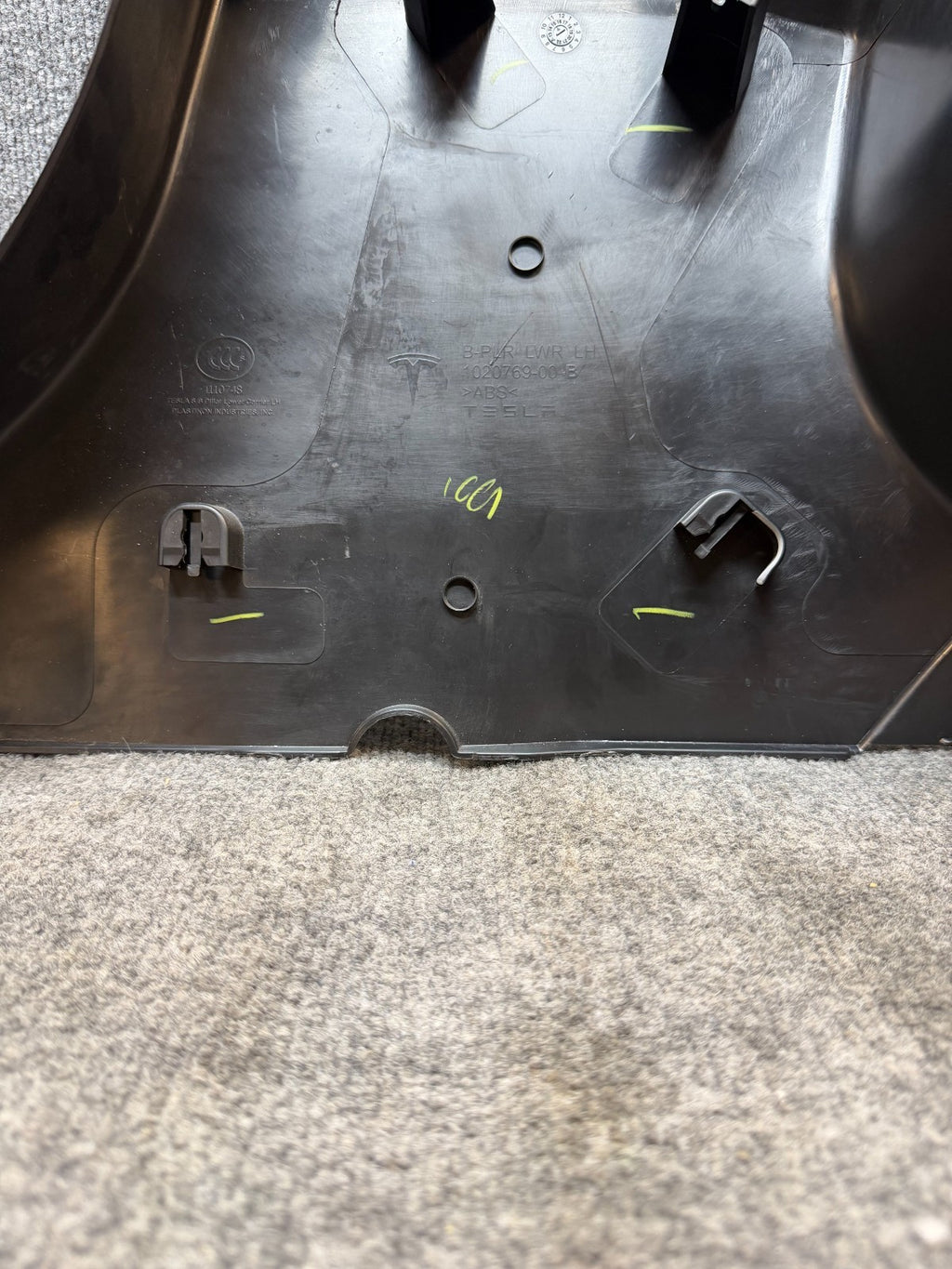 12-15 Tesla Model S Driver Side Lower Center B-Pillar Trim Panel 1002523-08-C