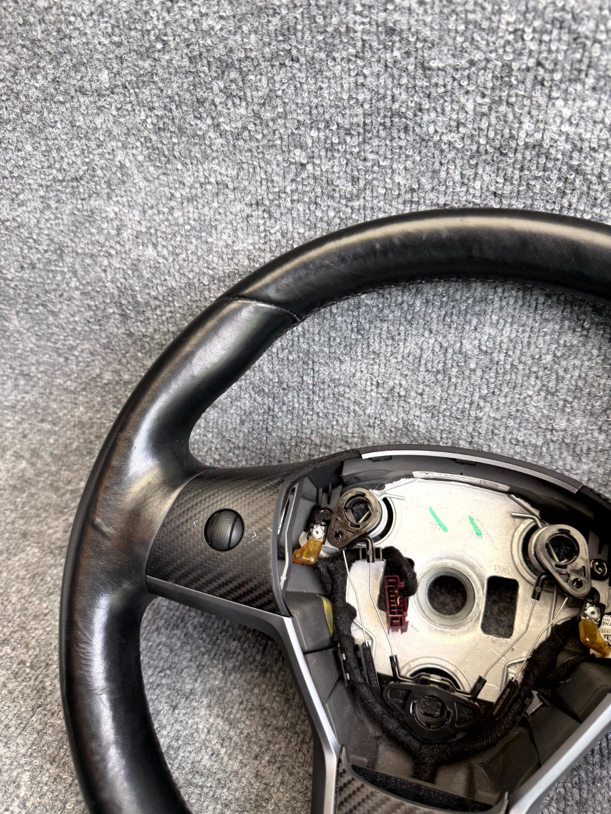2017-2023 TESLA MODEL 3/Y HEATED LEATHER STEERING WHEEL BLACK OEM, 1490214-00-B