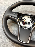 2020 - 2024 TESLA MODEL Y HEATED LEATHER STEERING WHEEL BLACK OEM, 1490214-00-B