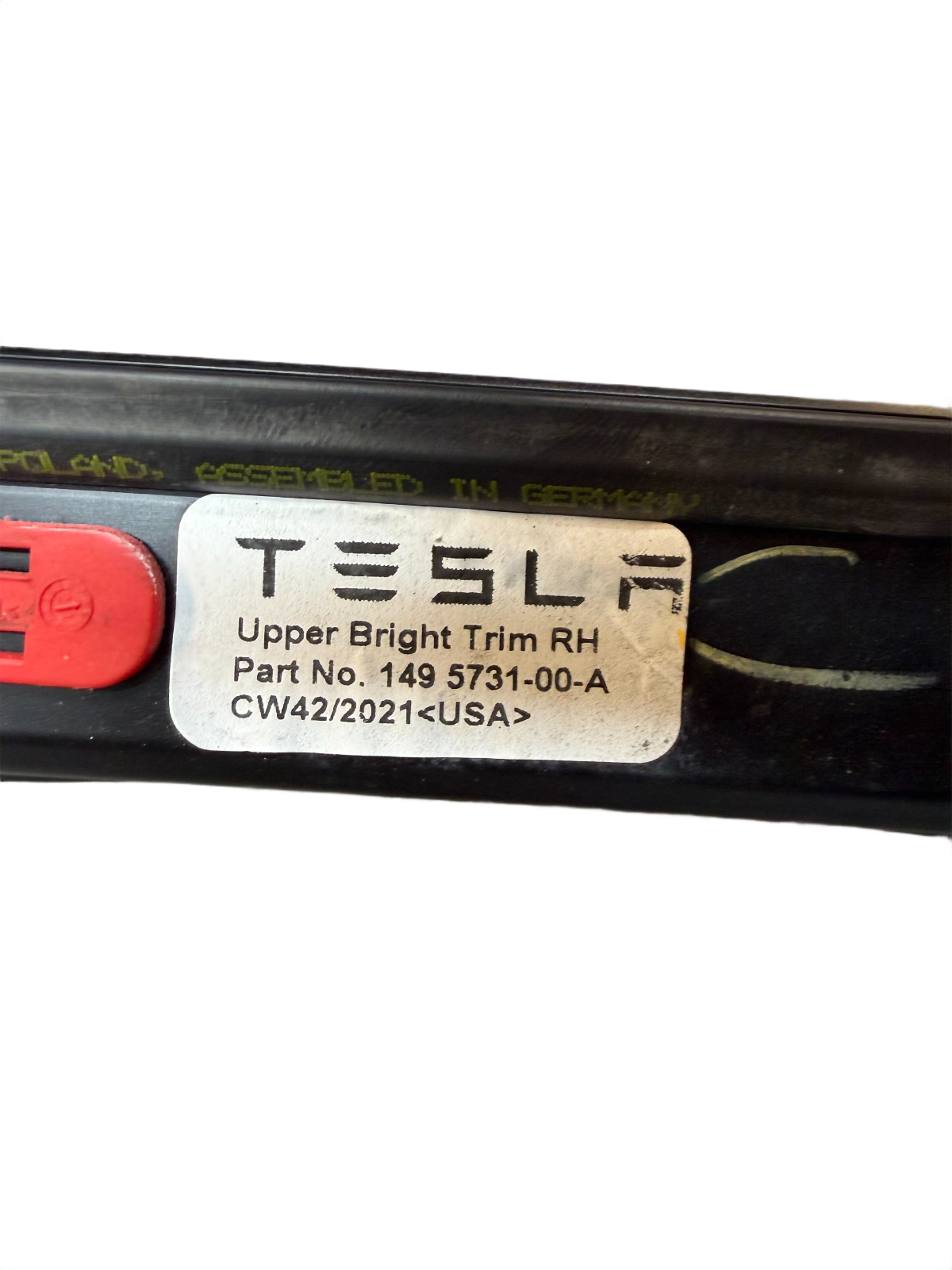 2020-2024 Tesla Model Y Upper Bright Trim Mold Roof Molding Right 1495731-00-A