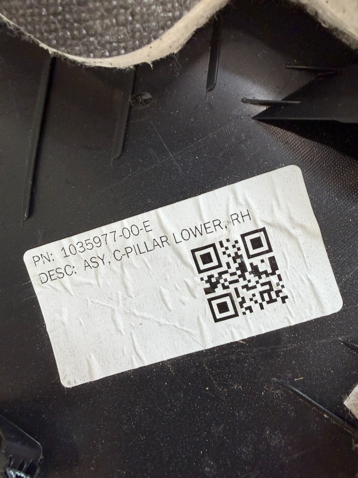 2016-2020 Tesla Model X Rear Right C-Pillar Lower Trim Cover Panel 1035977-00-E