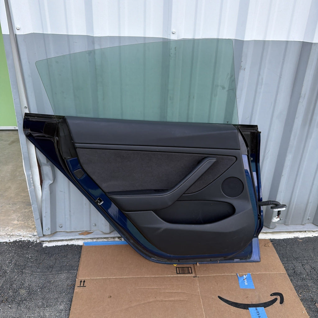 21-23 OEM Tesla Model 3 Rear Left Driver Side Door Shell Panel COMPLETE BLUE