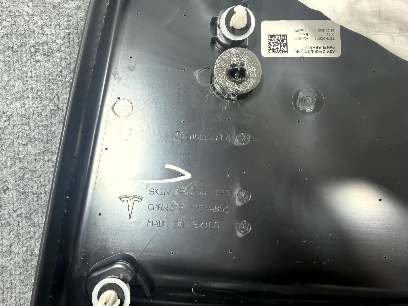 2016-2020 Tesla Model X Rear Left Side Interior Door Panel OEM, 1058003-21-K