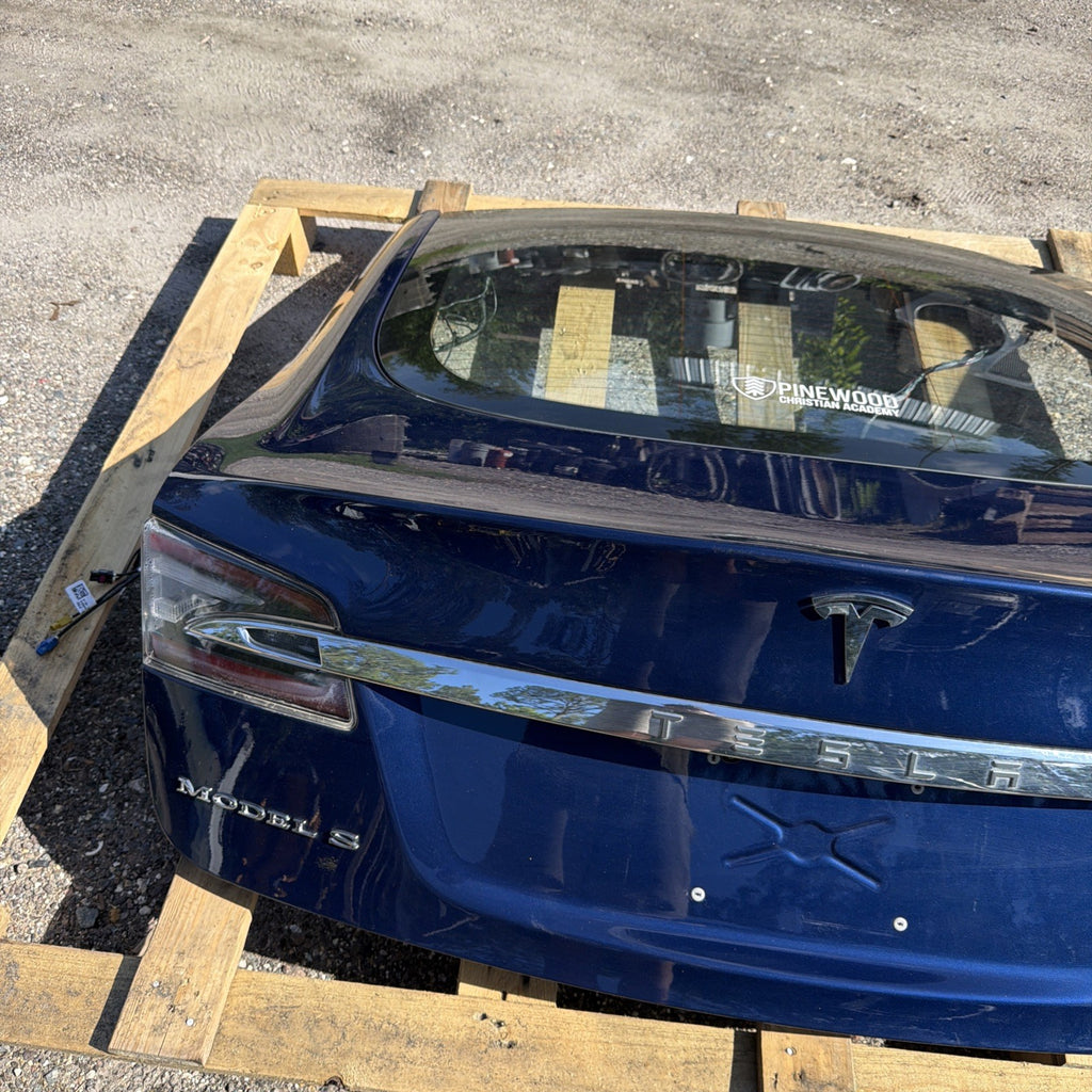 12-20 Tesla Model S Rear Trunk Lid Hatch Tail Lights Blue OEM