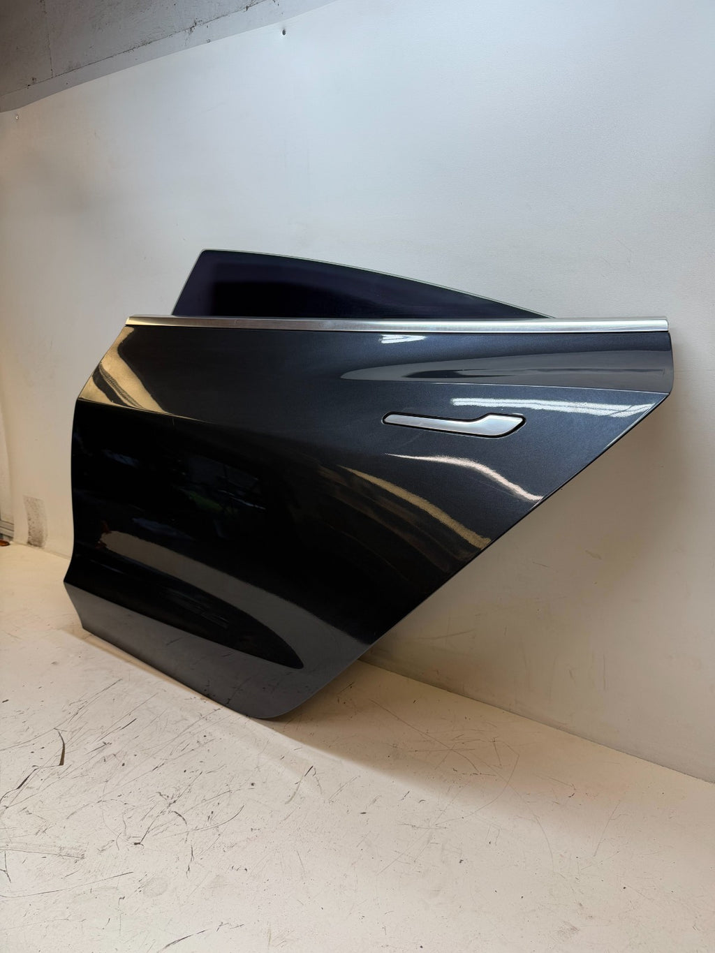 2017-23 Tesla Model 3 Rear Left Driver Side Door Shell Panel Assembly Gray OEM