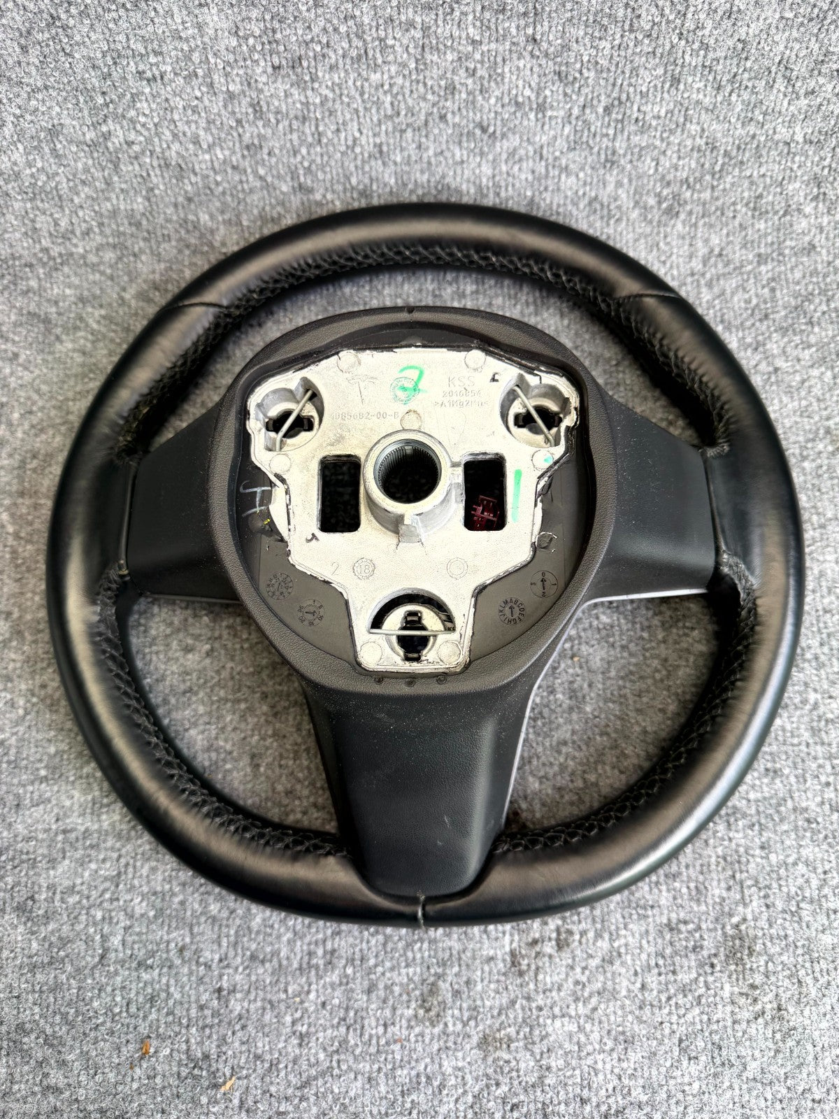 2017-2023 TESLA MODEL 3/Y HEATED LEATHER STEERING WHEEL BLACK OEM, 1490214-00-B