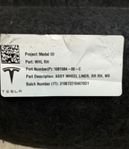 2017-2023 Tesla Model 3 Rear Right Wheel Liner Fender Shield 1081584-00-C