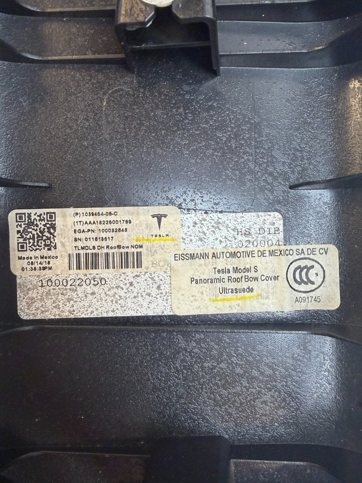 2012-20 Tesla Model S Sunroof Headliner Panoramic Roof Bow Trim 1039464-06-C