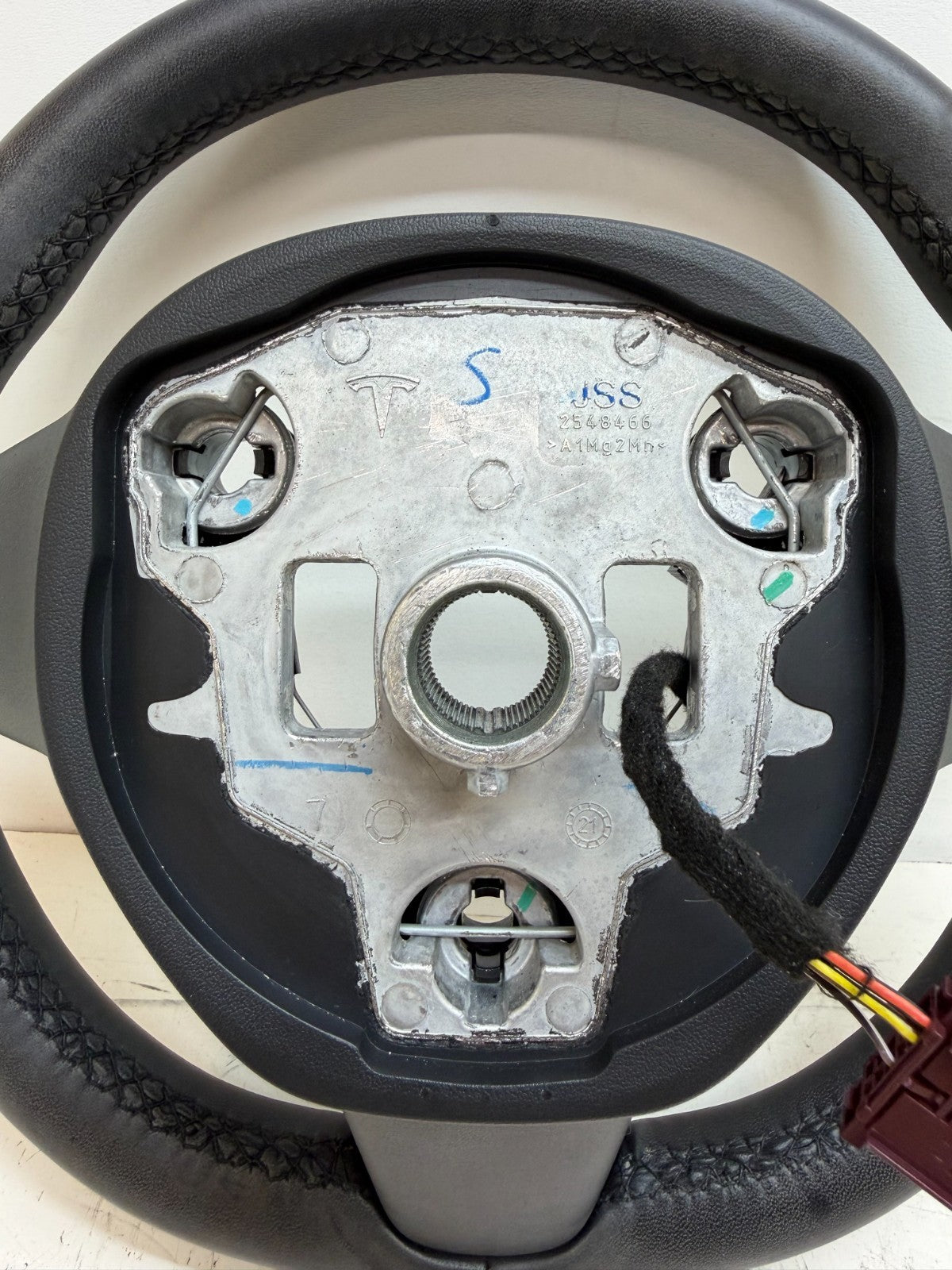 2017-2024 Tesla Model 3 / Y Steering Wheel Leather Black Heated OEM 1490214-00-B