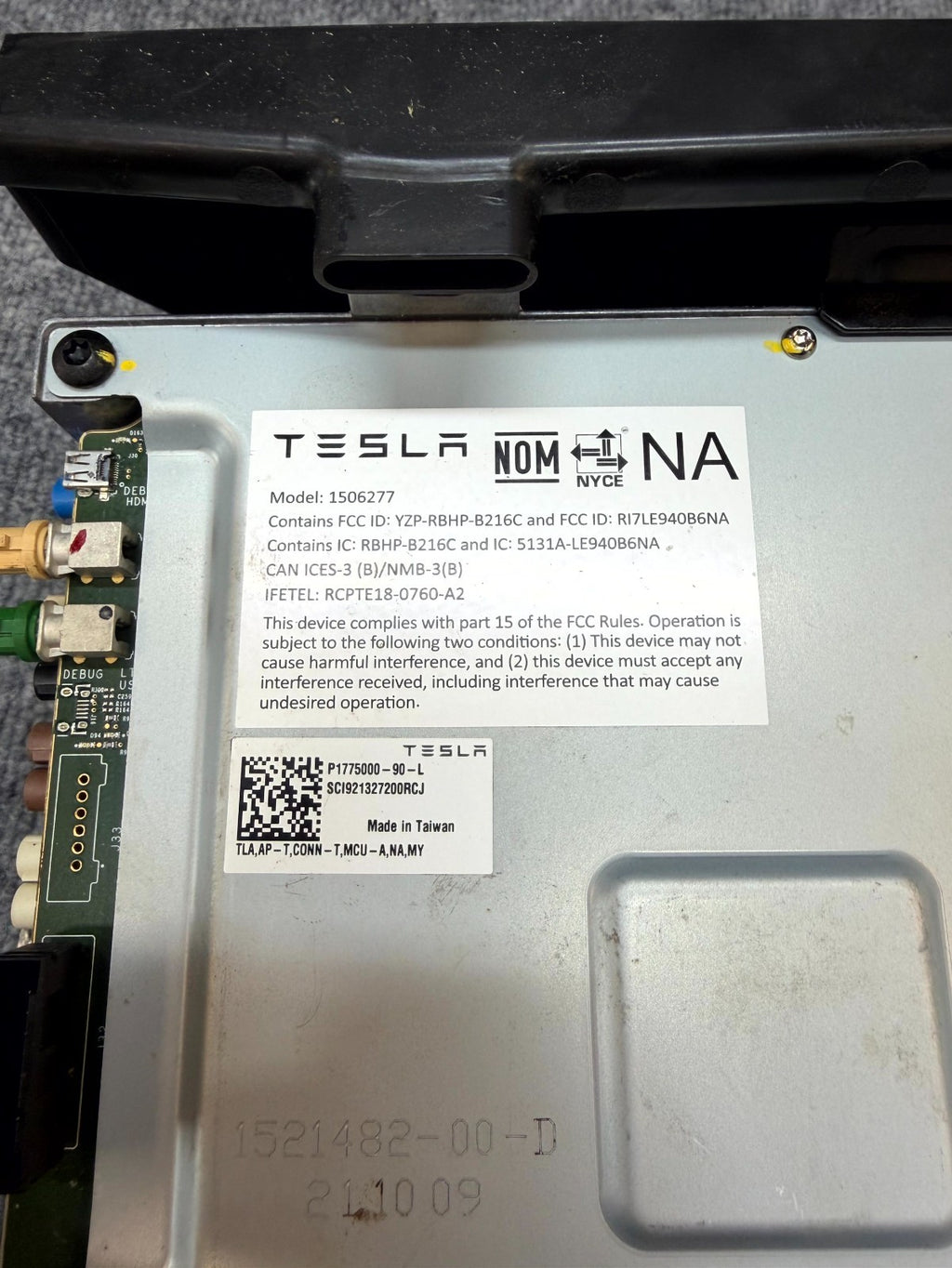 2020-2024 TESLA MODEL Y MCU COMPUTER MEDIA CONTROL MODULE OEM, 1775000-90-L